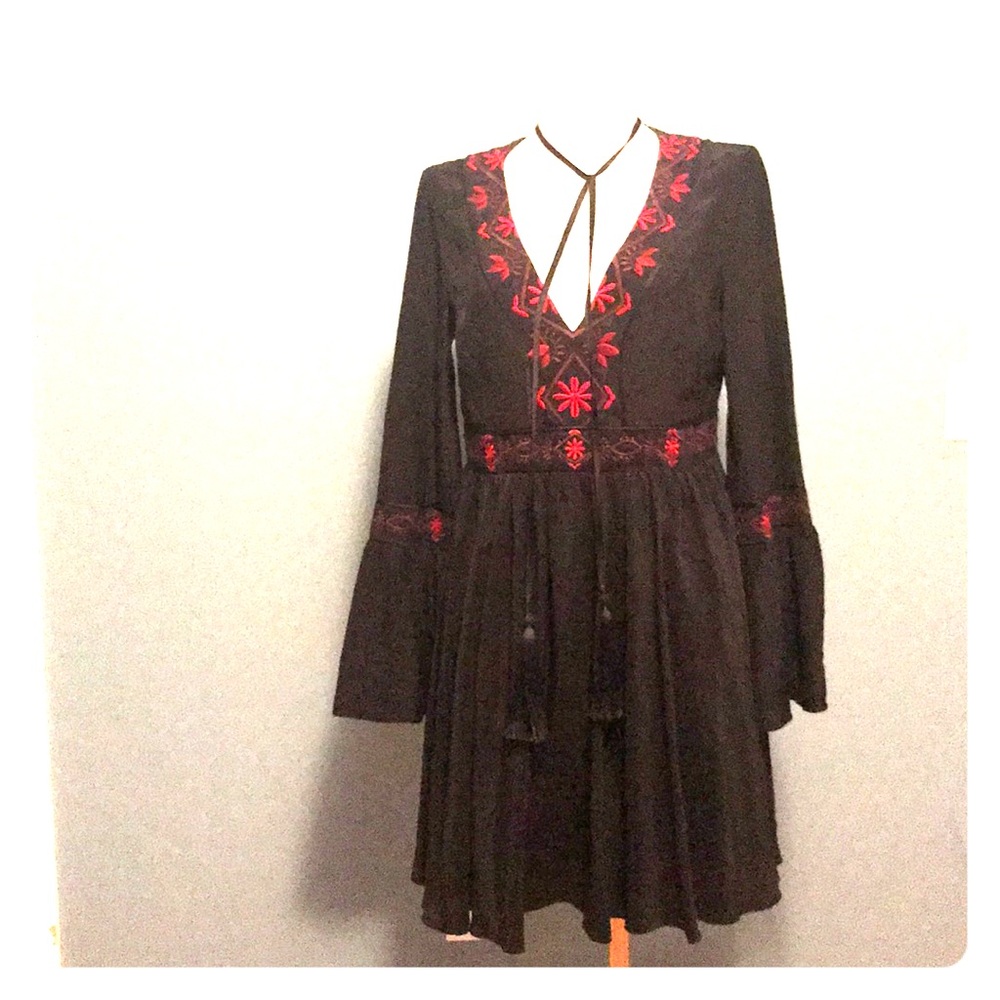 Cinq a sept black embroidered dress